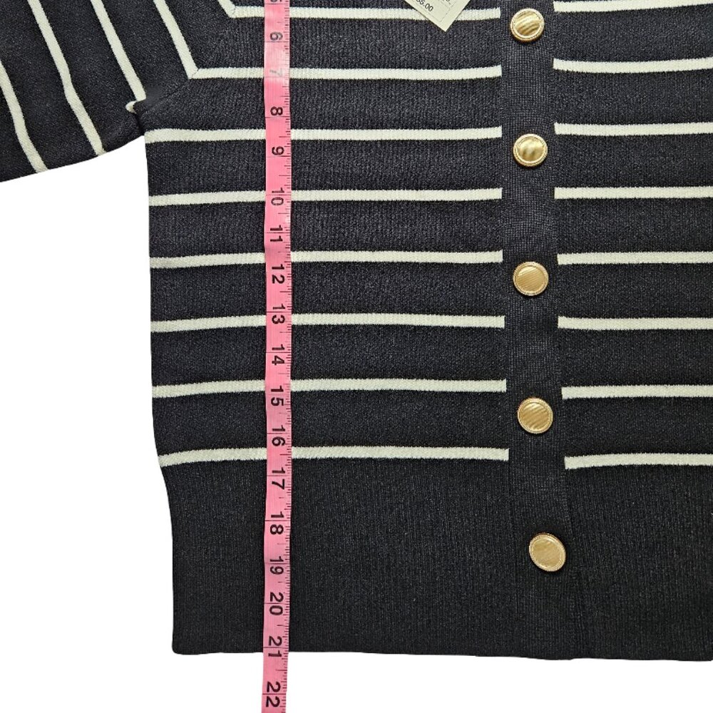 A New Day™ Women's Lady Jacket Cardigan - NWT, Size XS, Black/White Striped - Picture 9 of 9